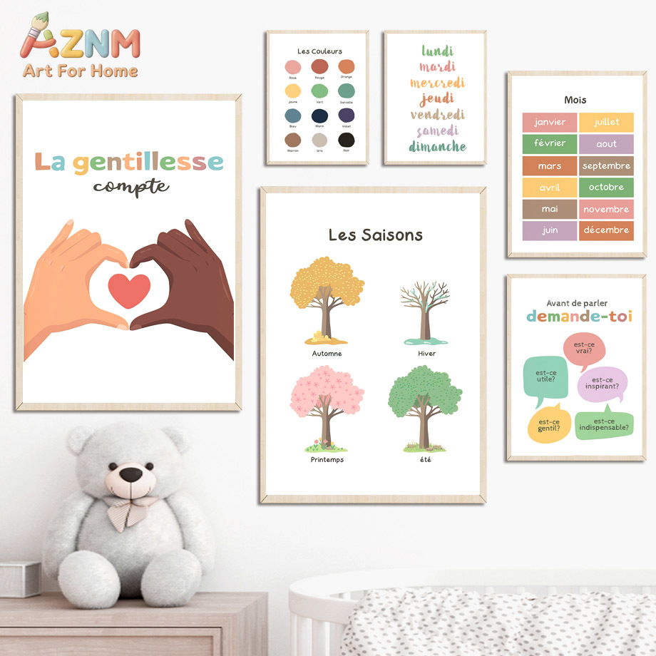 AZNM Lienzo Educativo Francés  - Kids Education Alphabet Numbers reseña y precio