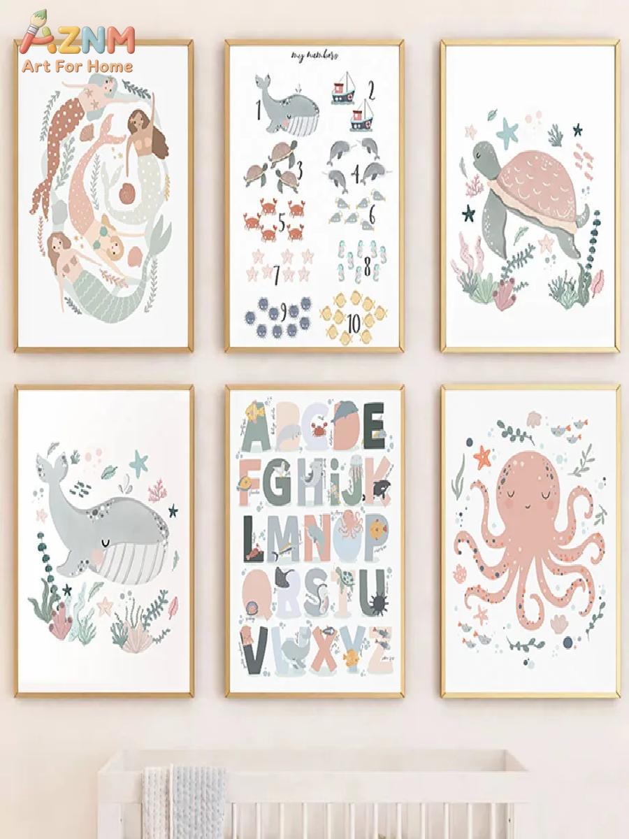 AZNM - Lienzo decorativo de pa - Kids Education Alphabet Numbers reseña y precio